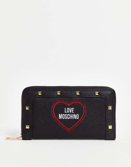 Love Moschino studded heart purse in black