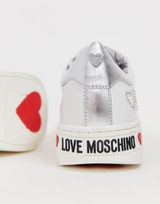 cosmo studded leather and logo trainer