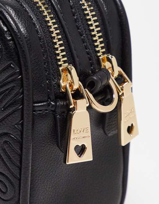 Love Moschino – Svart axelremsväska med präglat loggmönster, 2 av 4