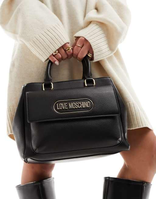 Love Moschino – Svart axelväska med handtag upptill