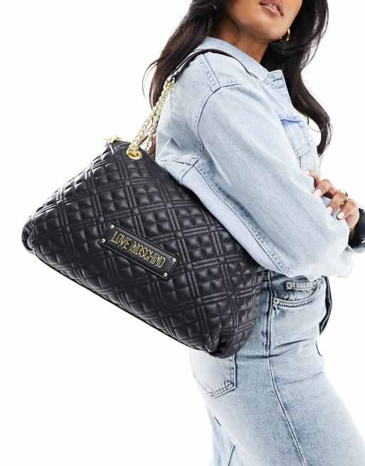 Love Moschino – Svart quiltad axelremsväska
