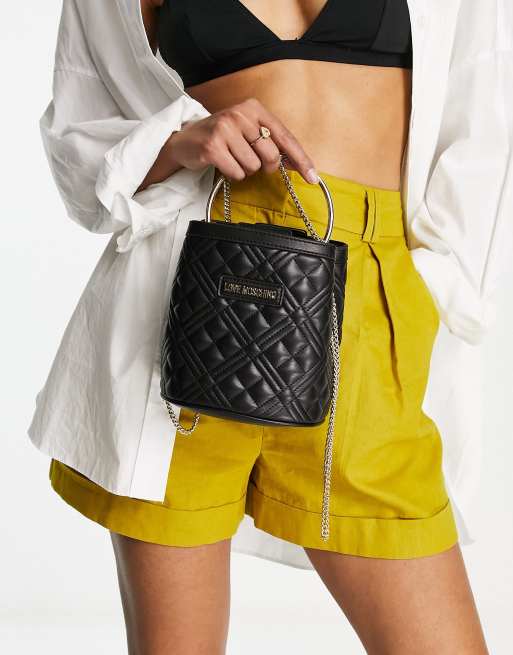 Love Moschino – Svart, quiltad handväska med handtag upptill