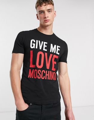 Love Moschino – Svart t-shirt med Give me love-tryck