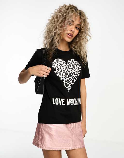 Love Moschino – Svart t-shirt med hjärtlogga
