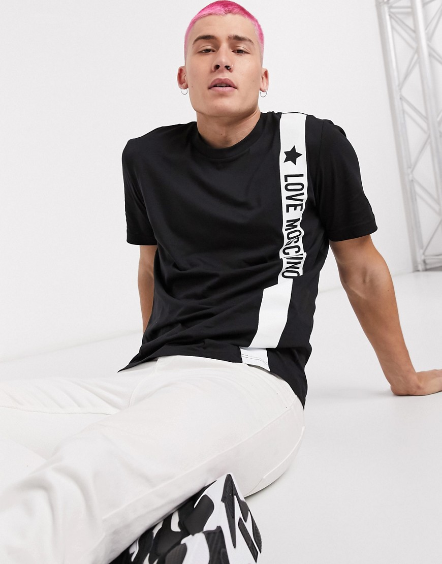 Love Moschino – Svart t-shirt med logga på sidan