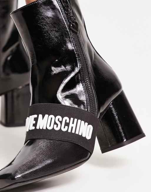 Love Moschino – Svarta läderboots med klack och logga, 2 av 4