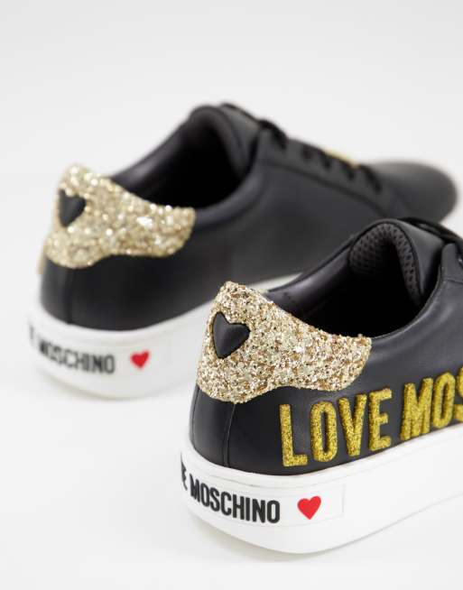 Love Moschino – Svarta sneakers med logga i läder, 2 av 4