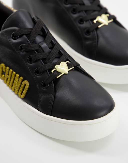 Love Moschino – Svarta sneakers med logga i läder, 3 av 4