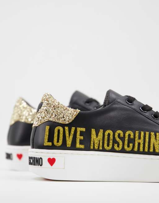 Love Moschino – Svarta sneakers med logga i läder, 4 av 4