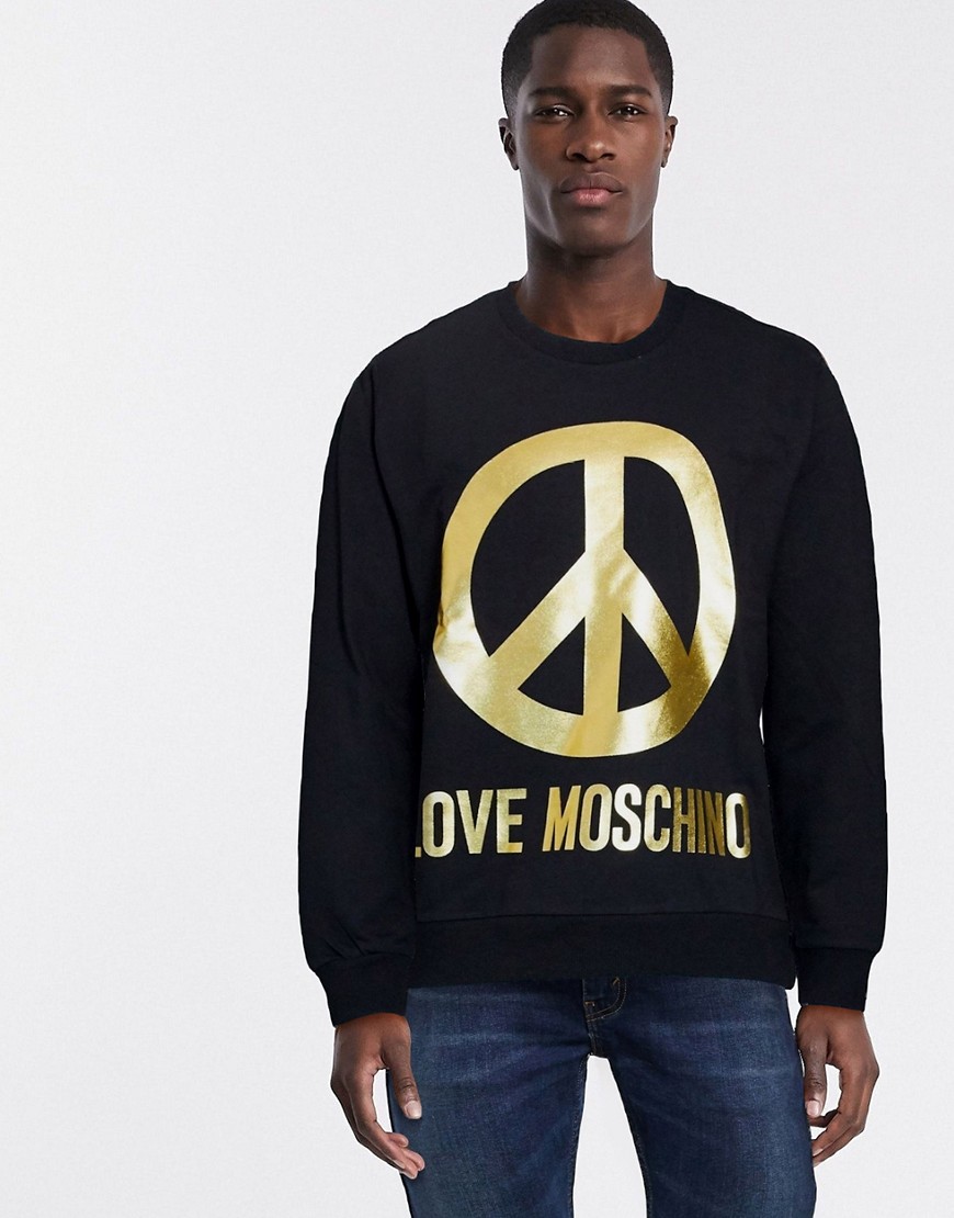 Love Moschino - Sweater met logo van folie-Zwart