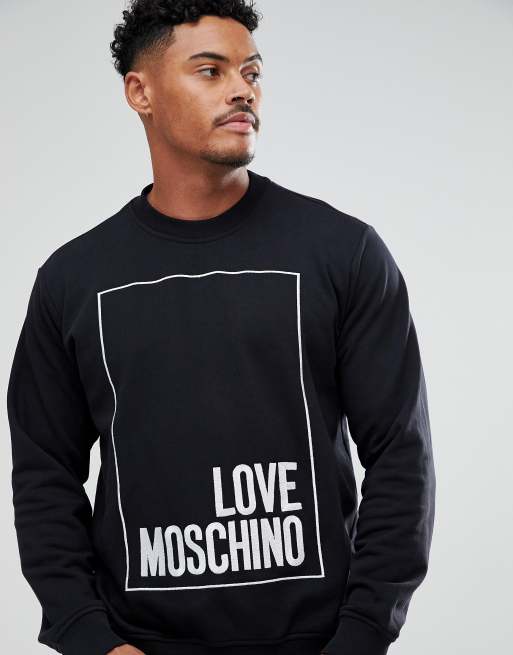 Love Moschino Sweatshirt In Black With Large Embroidered Box Logo, 3 of 4