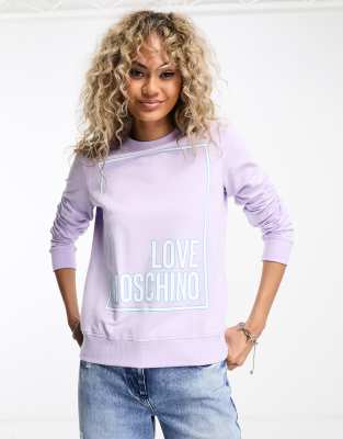 Love Moschino - Sweatshirt in Flieder mit Box-Logo-Lila