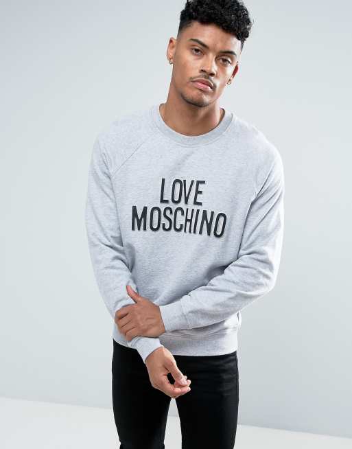 Love Moschino Sweatshirt In Gray With Embossed Logo