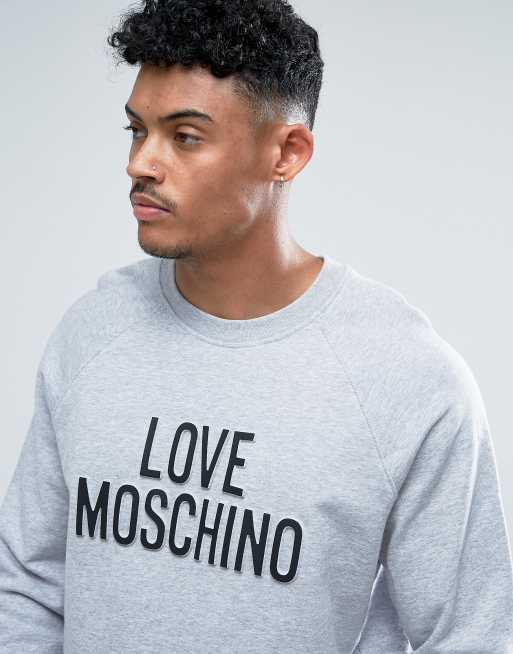 Love Moschino Sweatshirt In Gray With Embossed Logo