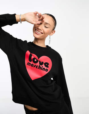 Love Moschino - Sweatshirt in Schwarz mit Herz-Logo, Kombiteil