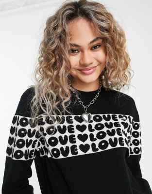 Love Moschino - Sweatshirt in Schwarz mit Logo vorne