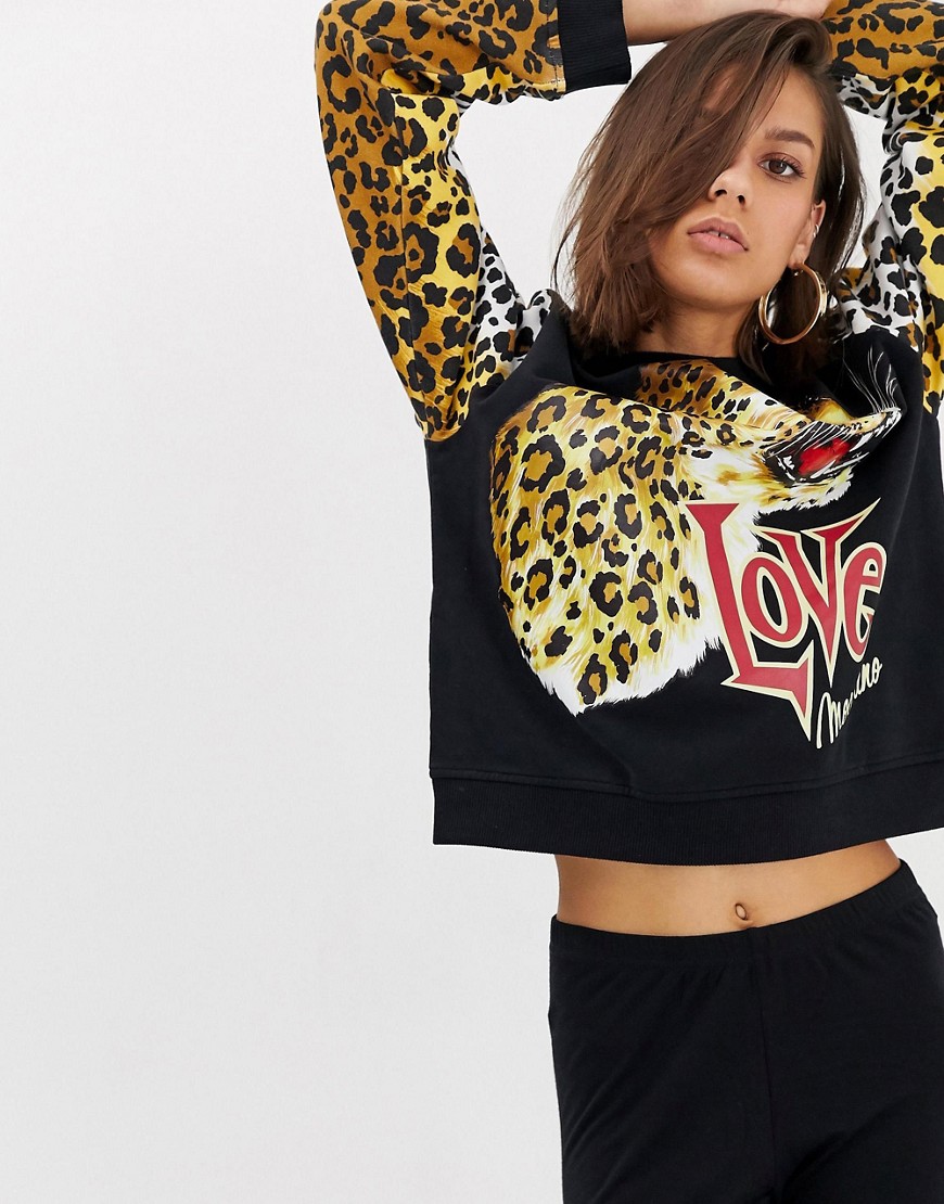 Love Moschino - sweatshirt med leopardprint-Gul