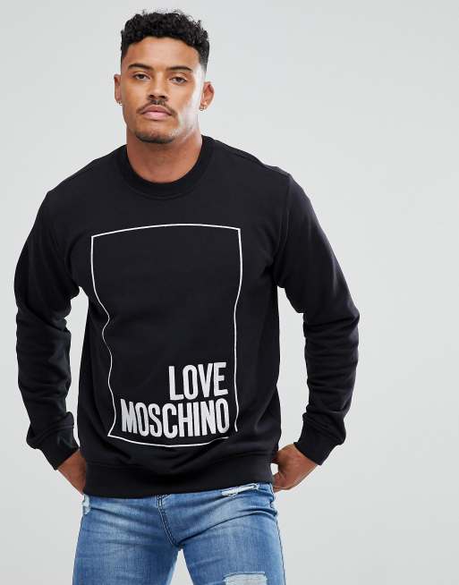 Love Moschino - Sweatshirt met groot geborduurd logo in zwart