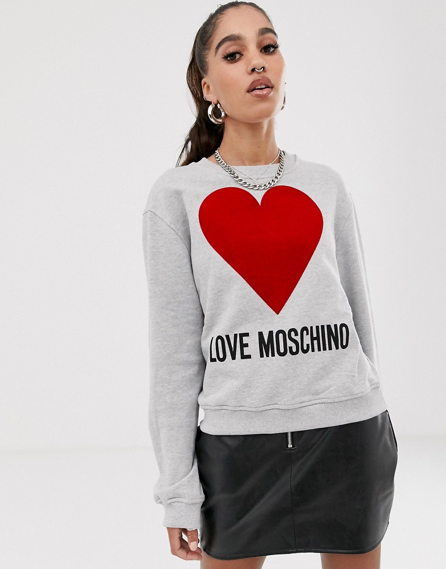 Love Moschino - Sweatshirt met hart-Grijs