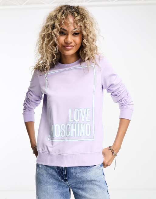 Love Moschino - Sweatshirt met omkaderd logo in lila