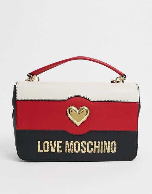 Love Moschino sweety heart cross body bag in black red and ivory | ASOS