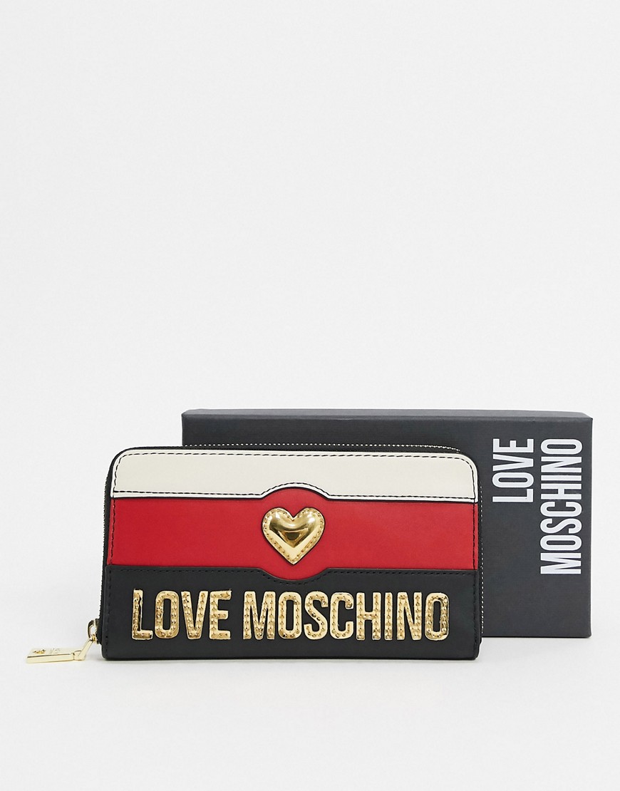 Love Moschino sweety heart purse in black red and ivory