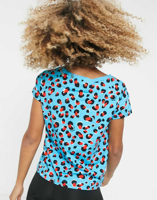 Love Moschino - T-shirt à imprimé léopard et logo - Bleu vif, 2 de 4