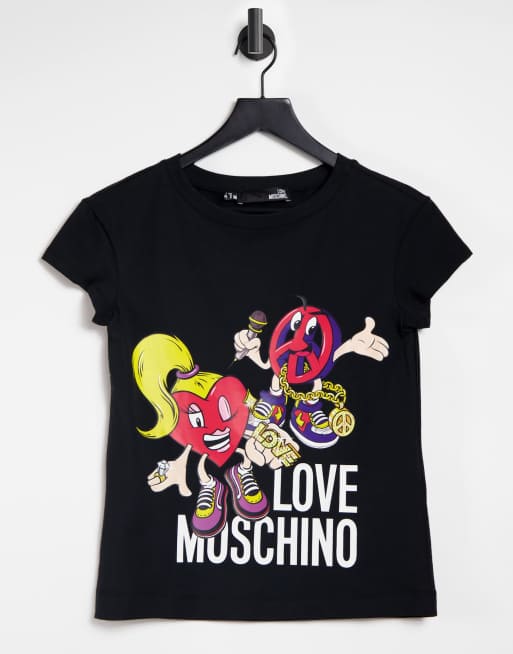 Love Moschino T Shirt A Logo Style Dessin Anime Noir Apd Ukraine