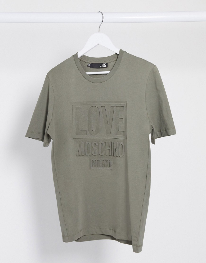 Love Moschino - T-shirt con logo in rilievo-Verde