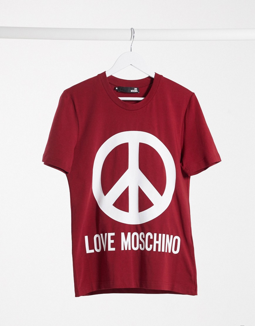 Love Moschino - T-shirt con logo stampato-Rosso