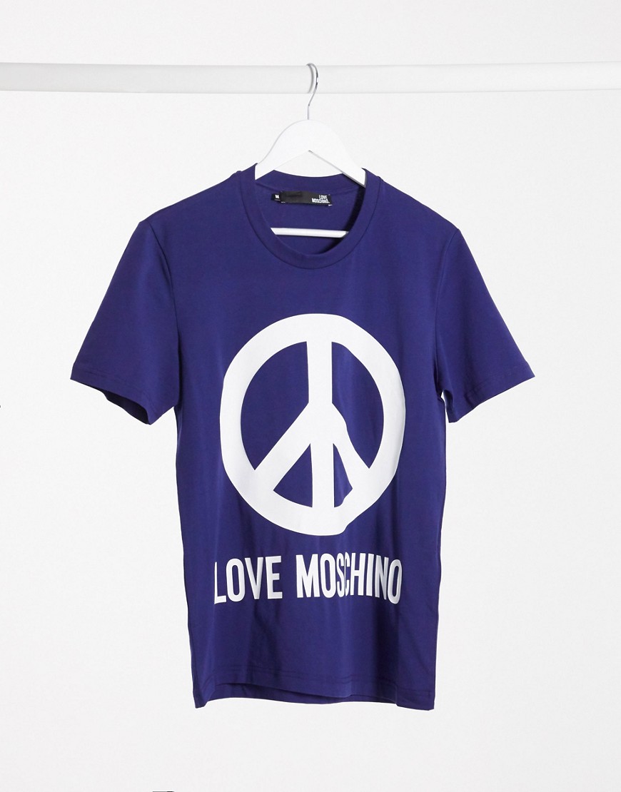 Love Moschino - T-shirt con logo stampato-Blu