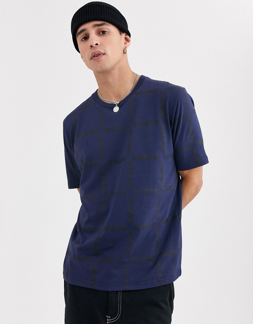 Love Moschino - T-shirt con logo-Blu