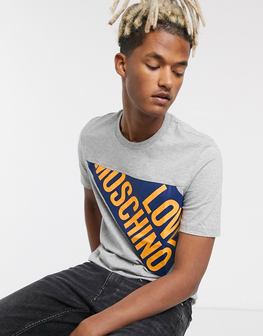 Love Moschino - T-shirt con logo-Grigio