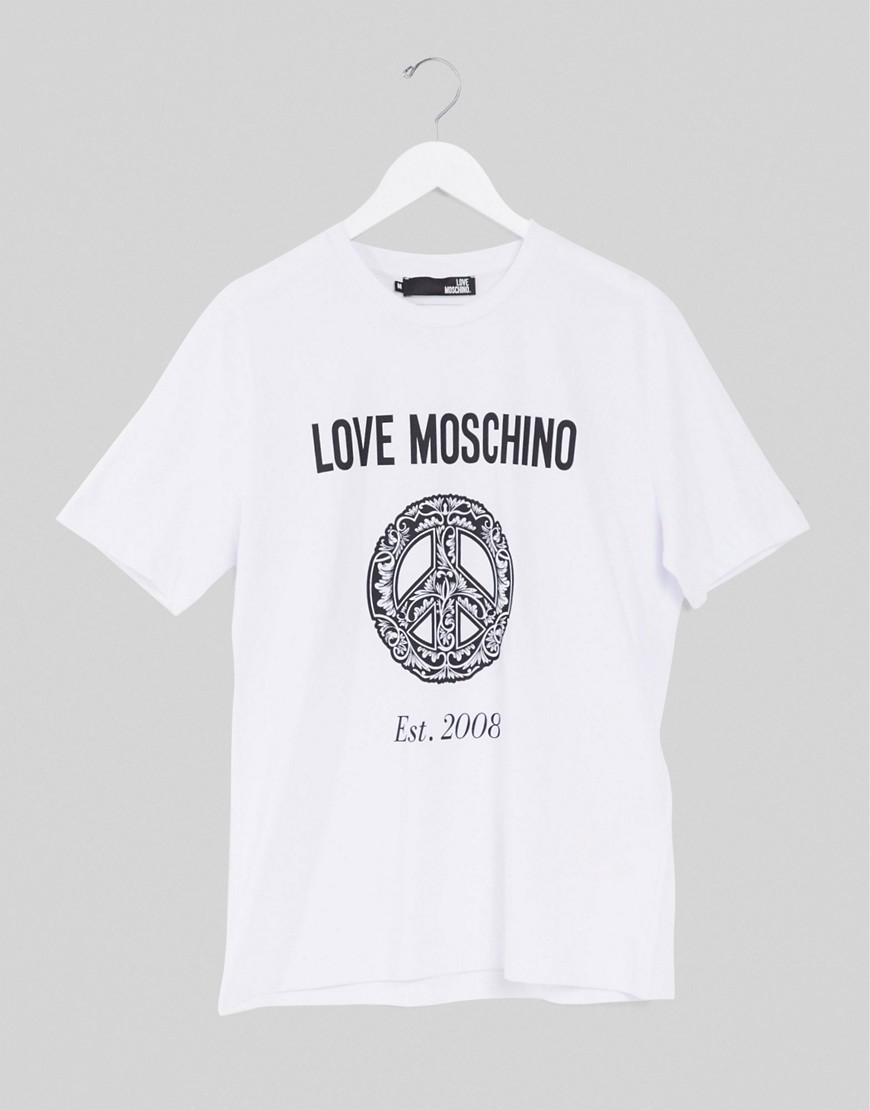 Love Moschino - T-shirt con logo-Bianco