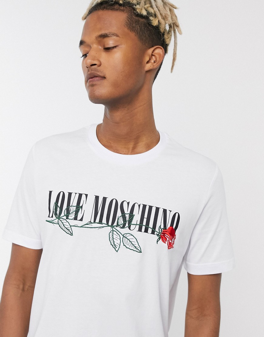 Love Moschino - T-shirt con rosa-Bianco