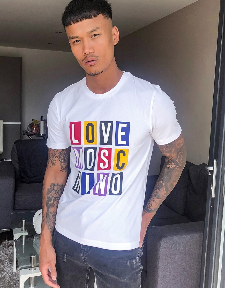 Love Moschino - T-shirt con stampa di lettere-Bianco