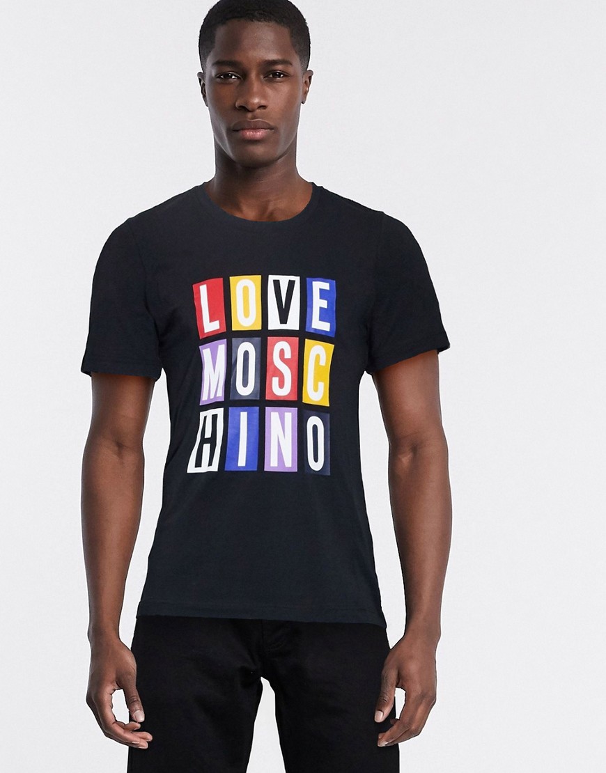 Love Moschino - T-shirt con stampa di lettere-Nero