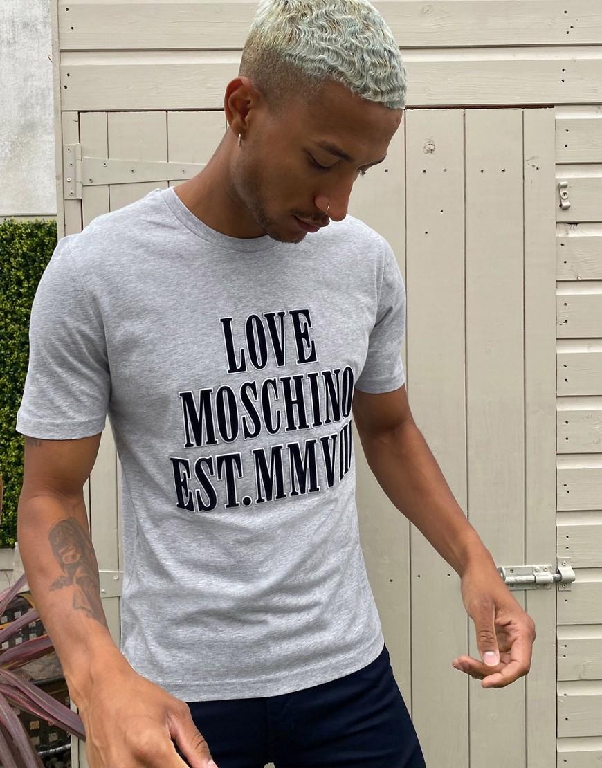 Love Moschino - T-shirt con stampa-Grigio