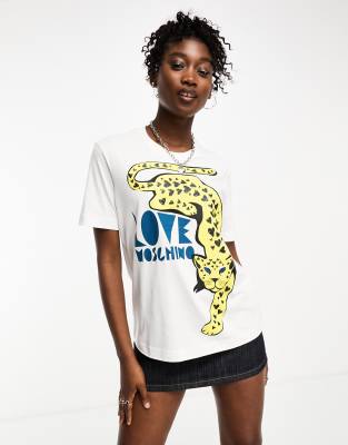 Love Moschino - T-Shirt in Weiß mit Grafikprint