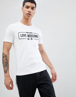 Love Moschino - T-shirt in wit met logo op de borst