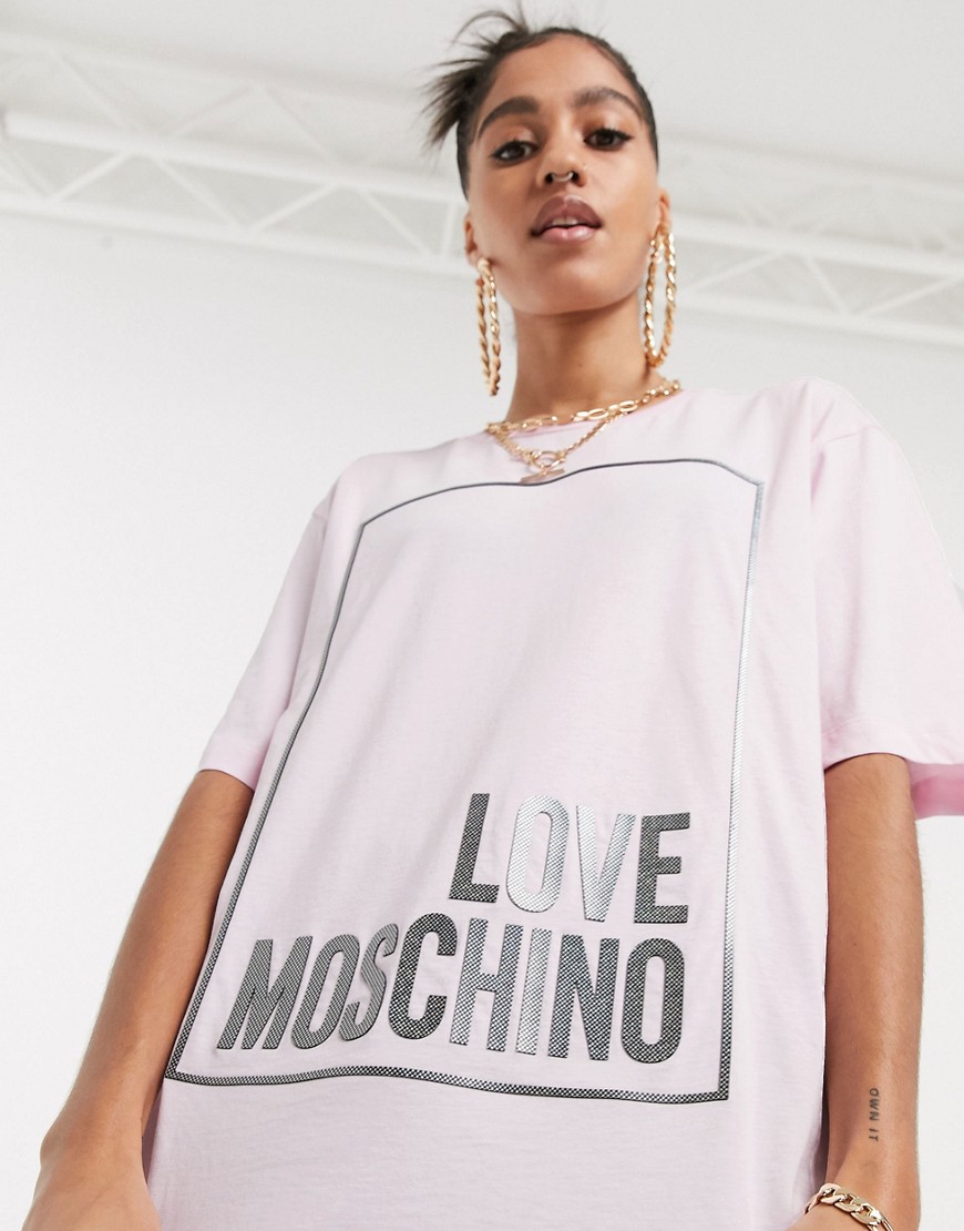 Love Moschino - T-shirt med gummibokslogo-Pink