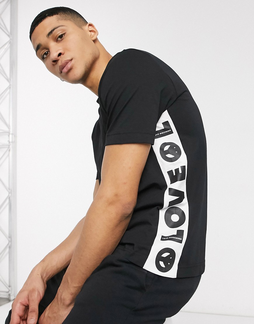 Love Moschino – T-shirt med logga på sidan-Svart