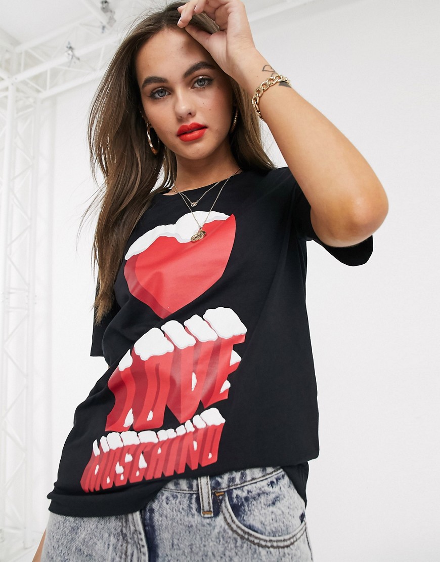 Love Moschino — T-shirt med snelogo-Sort