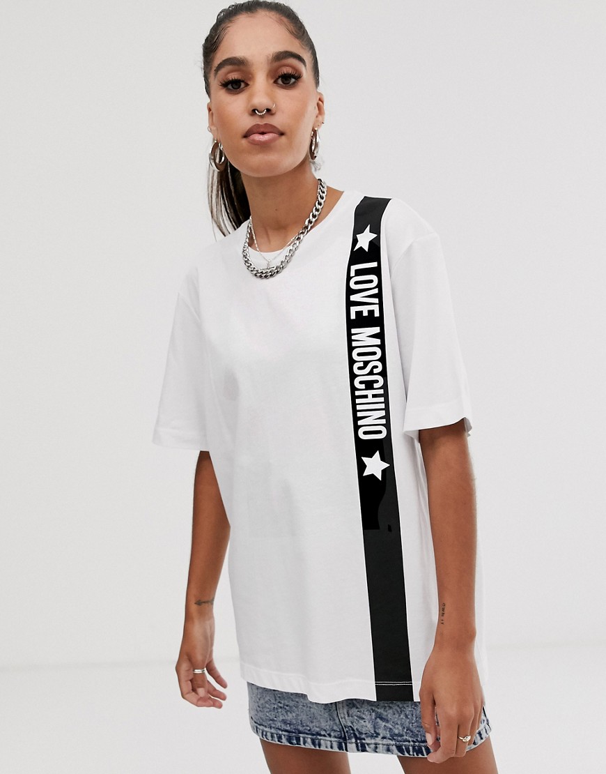 Love Moschino – T-shirt med tejpad detalj-Vit