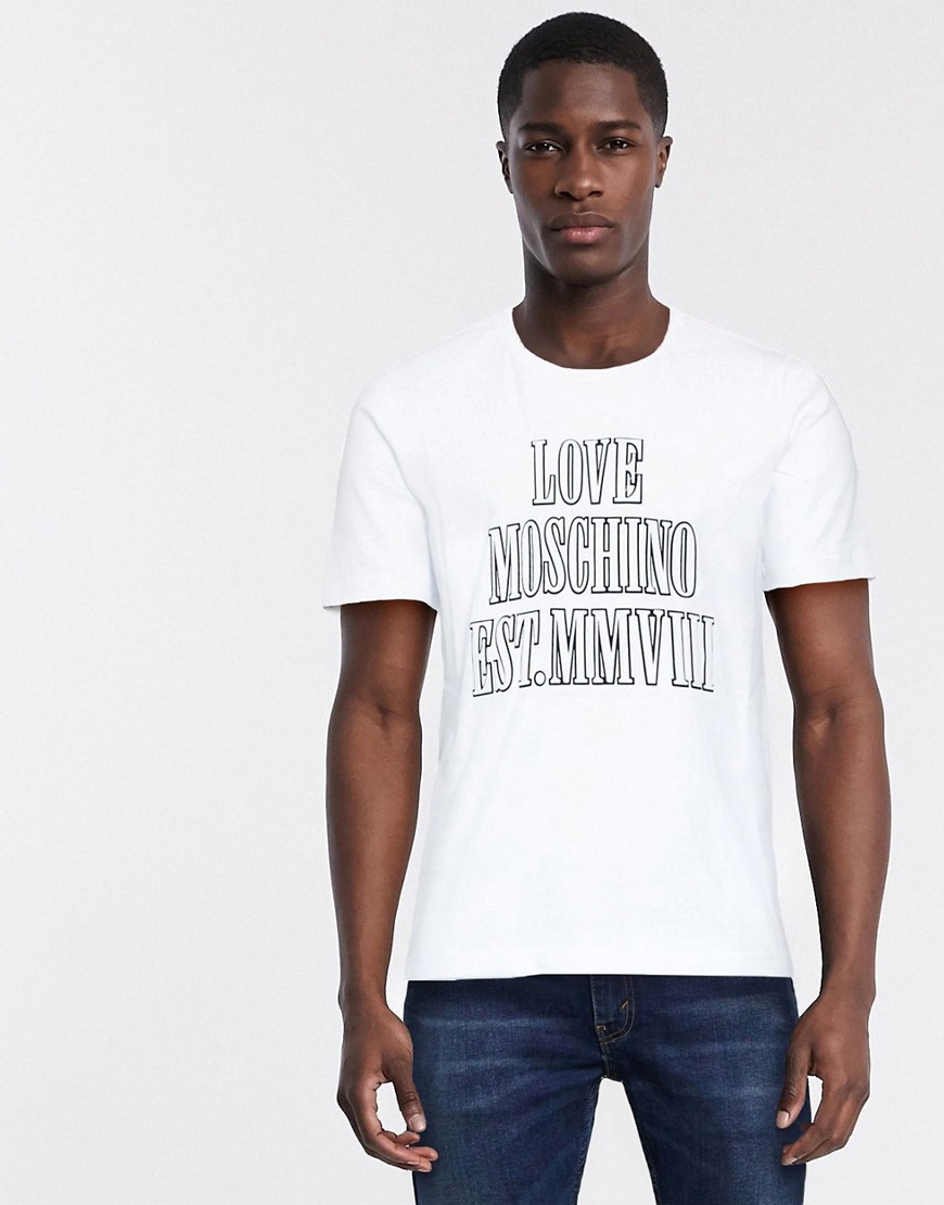 Love Moschino – T-shirt med text-Vit