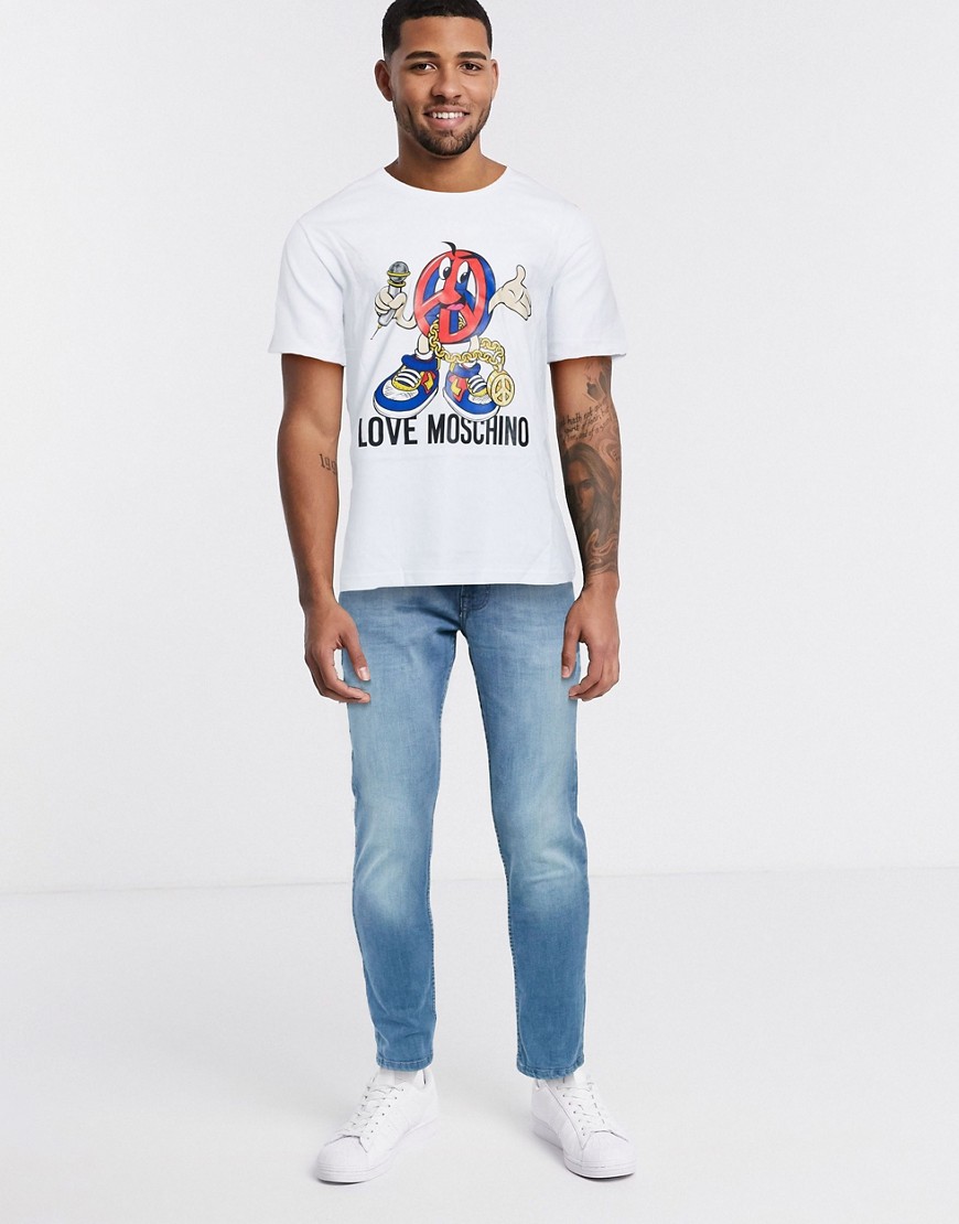 Love Moschino – T-shirt med tryck-Vit