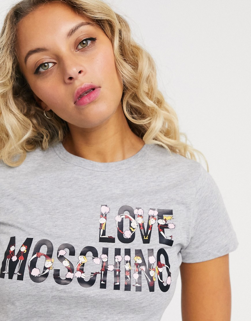 Love Moschino - T-shirt met alfabetprint en logo-Grijs