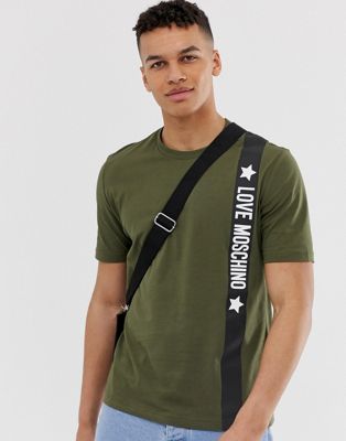 Love Moschino - T-shirt met bandana-logo in kaki-Groen