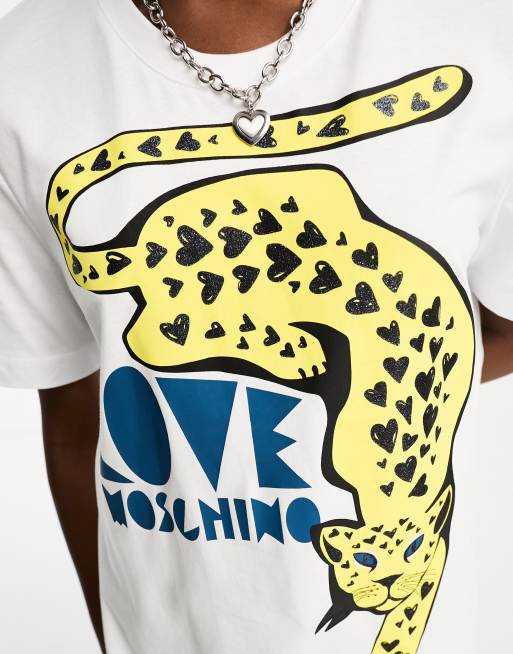 Love Moschino - T-shirt met grafische print in wit, 3 van 4