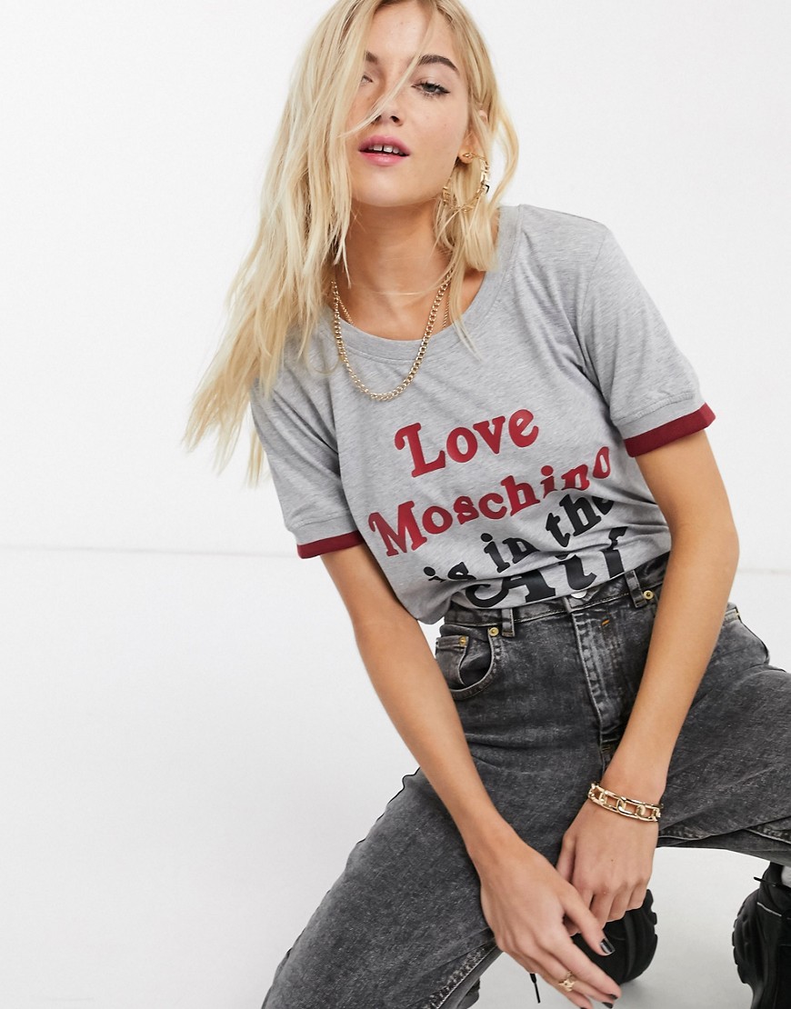 Love Moschino - T-shirt met korte mouwen en In the air-print-Grijs